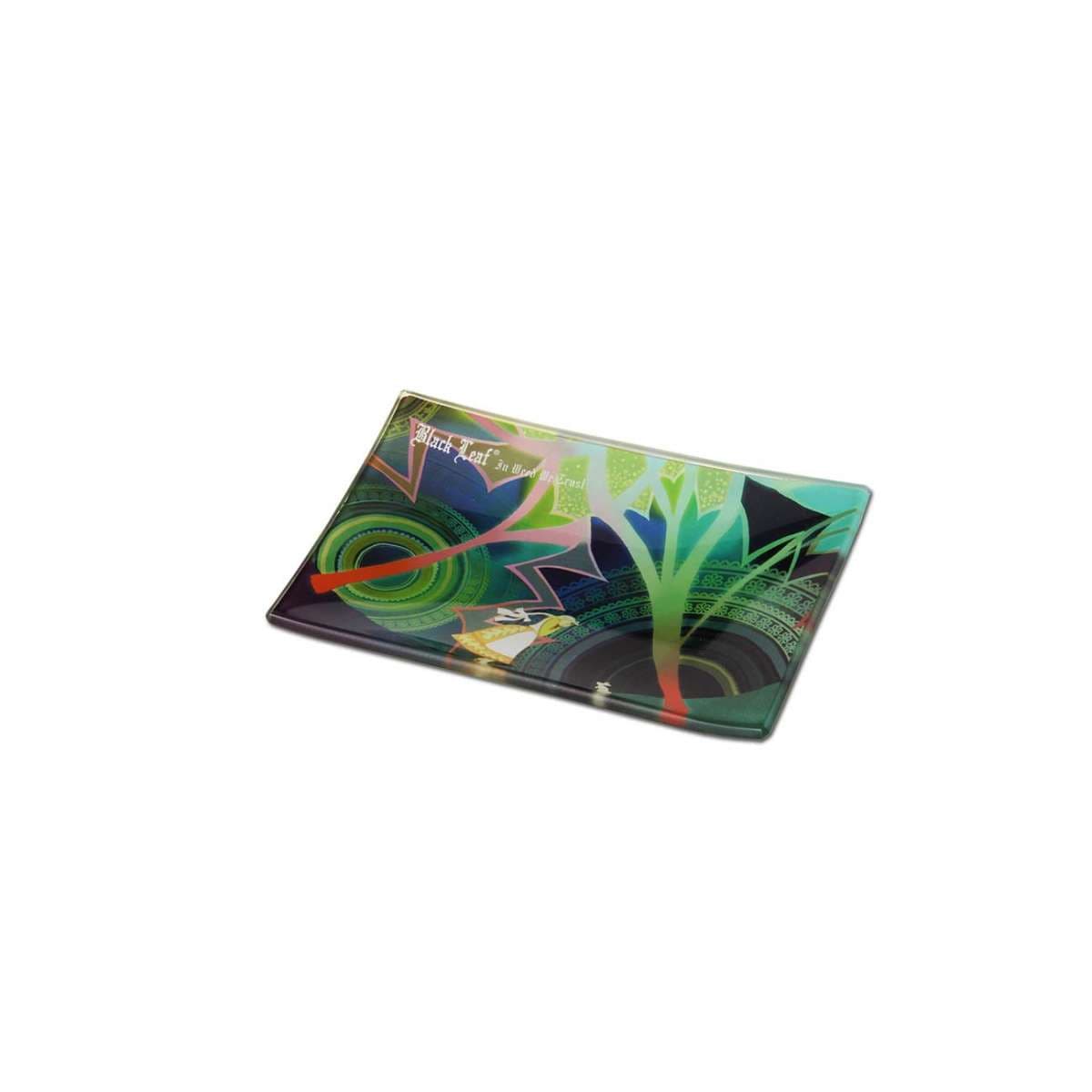 Black Leaf Rolling Tray aus Glas Alice